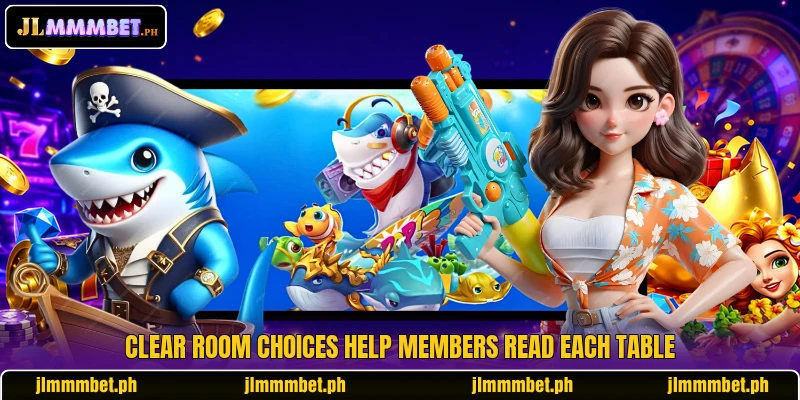 Clear room choices help members read each table Clear room choices help members read each table