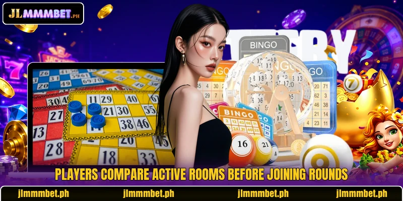 Players compare active rooms before joining rounds Players compare active rooms before joining rounds