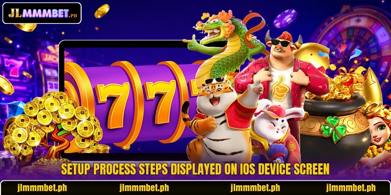 Setup process steps displayed on iOS device screen